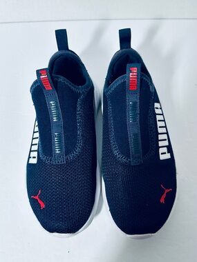 Puma Kids' Slip-On Athletic Shoes in Black w Red Accents Childrens Size 12 NWOT